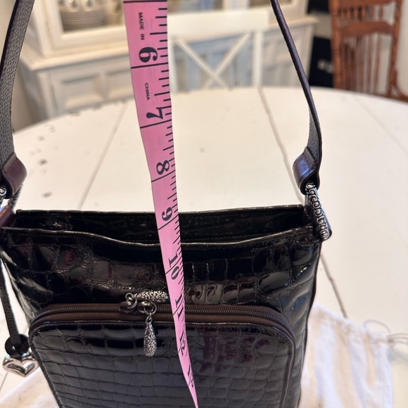 Brighton SONNY Dark Brown Croc-Embossed Patent Organizer Bag W/Dust Bag - NWOT - Picture 10 of 10